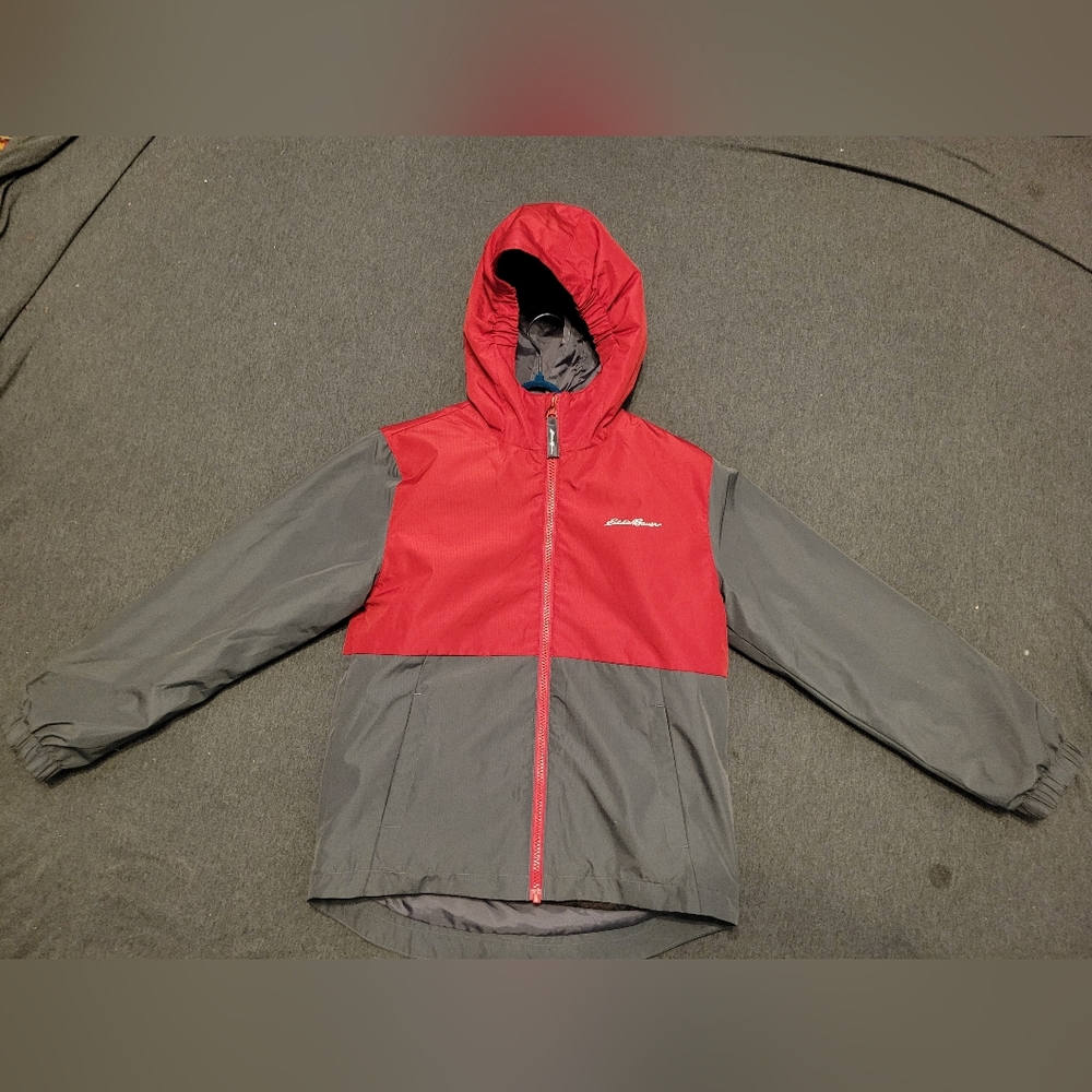Boys jacket, Eddie Bauer, size 7/8, red and gray, new without tags